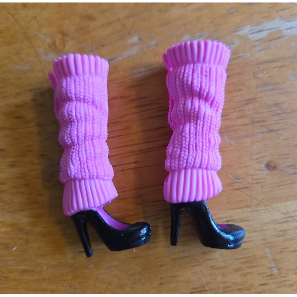 Barbie Doll Fashionista Dance Black Heels with PInk Leg Warmers